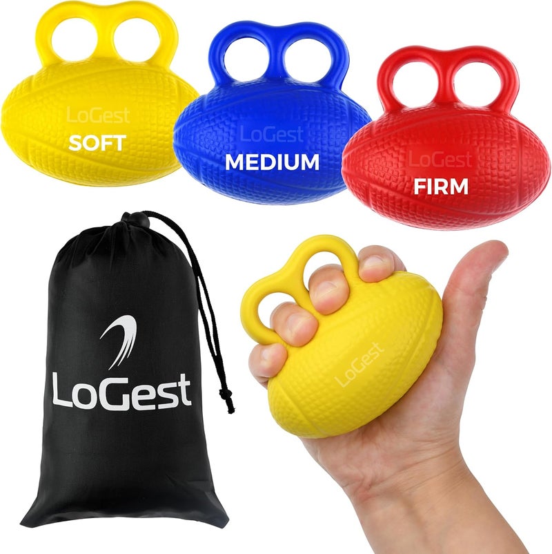 Logest 3 Pack Hand Strengthener Devices Ball Exercisers - 3 Level Set for Therapy, Arthritis and Carpal Tunnel - Lightweigt Training Equipment Targets Fingers and Wrist Hand Exercisers for Strength 6J094G - Image 1